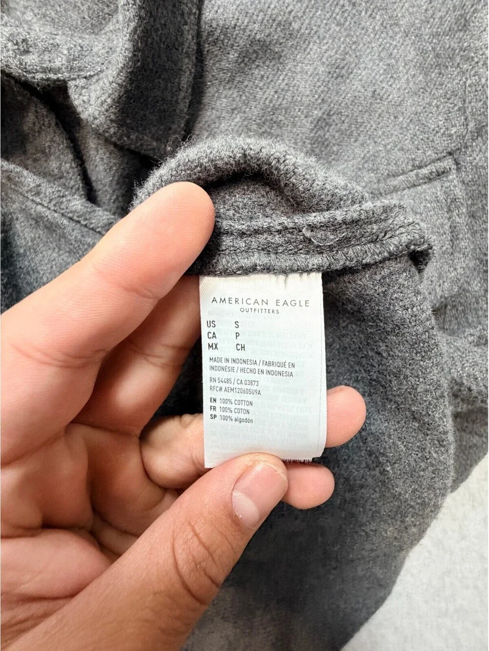 American Eagle Mens Shirt Jacket Small Charcoal Gray Cotton